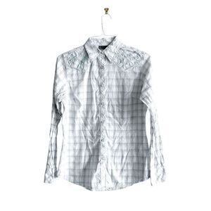 Wrangler Womens Checkered Snap Up Long Sleeve Western Shirt Blue White Small